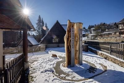 Frost friert Wasserr?der im Schmiedemuseum Frohnauer Hammer ein-stock-foto