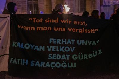 19.02.2025, Hanau Demonstration, N?rnberg: Anl?sslich des f?nften Jahrestages des rassistisch motivierten Anschlages ein-stock-foto