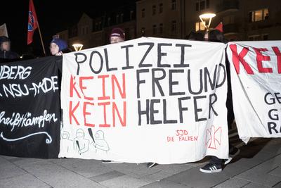 19.02.2025, Hanau Demonstration, N?rnberg: Anl?sslich des f?nften Jahrestages des rassistisch motivierten Anschlages ein-stock-foto