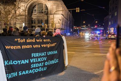 19.02.2025, Hanau Demonstration, N?rnberg: Anl?sslich des f?nften Jahrestages des rassistisch motivierten Anschlages ein-stock-foto