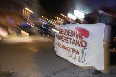 19.02.2025, Hanau Demonstration, N?rnberg: Anl?sslich des f?nften Jahrestages des rassistisch motivierten Anschlages ein-stock-foto