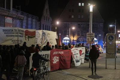 19.02.2025, Hanau Demonstration, N?rnberg: Anl?sslich des f?nften Jahrestages des rassistisch motivierten Anschlages ein-stock-foto