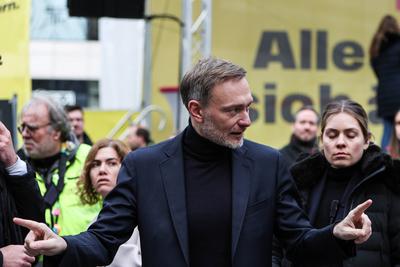 Politik - Bundestagswahl 2025 - Wahlkampfauftritt der FDP in D?sseldorf 20.02.2025-stock-photo