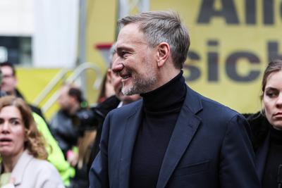 Politik - Bundestagswahl 2025 - Wahlkampfauftritt der FDP in D?sseldorf 20.02.2025-stock-photo
