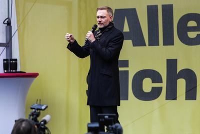 Politik - Bundestagswahl 2025 - Wahlkampfauftritt der FDP in D?sseldorf 20.02.2025-stock-photo