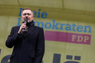 Politik - Bundestagswahl 2025 - Wahlkampfauftritt der FDP in D?sseldorf 20.02.2025-stock-photo