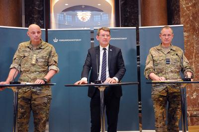 Danish minister for defence holds joint press conference  strong for denmark in copenhagen denmark.-stock-photo