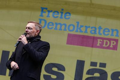 Politik - Bundestagswahl 2025 - Wahlkampfauftritt der FDP in D?sseldorf 20.02.2025-stock-photo