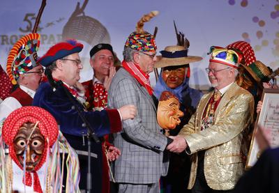Presentation of the golden jesters bell / Regina Halmich bekommt im Europa-Park die Goldene Narrenschelle 2025 der Vereinigung Schw?bisch-Alemannischer Narrenz?nfte (VSAN)-stock-photo