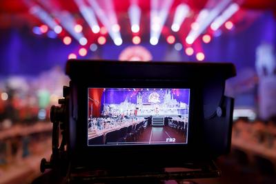 ARD-Kamera bei der ersten ARD Fernsehsitzung-stock-foto
