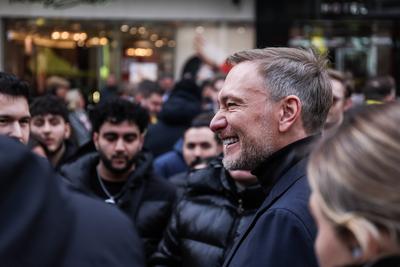 Politik - Bundestagswahl 2025 - Wahlkampfauftritt der FDP in D?sseldorf 20.02.2025-stock-photo