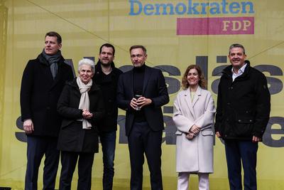 Politik - Bundestagswahl 2025 - Wahlkampfauftritt der FDP in D?sseldorf 20.02.2025-stock-photo