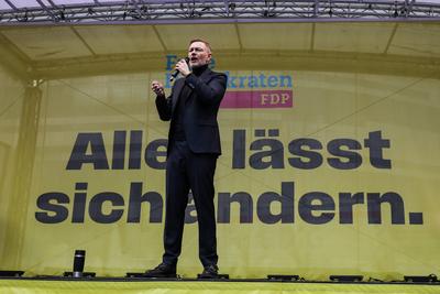 Politik - Bundestagswahl 2025 - Wahlkampfauftritt der FDP in D?sseldorf 20.02.2025-stock-photo