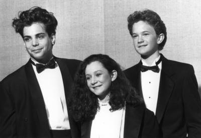 Richard Grieco Sara Gilbert Neil Patrick Harris at the 47th Annual Golden Globe Awards 1990 PUBLI-stock-photo