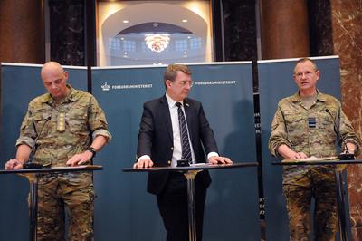 Danish minister for defence holds joint press conference  strong for denmark in copenhagen denmark.-stock-photo