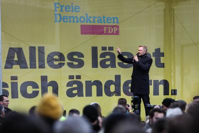 Politik - Bundestagswahl 2025 - Wahlkampfauftritt der FDP in D?sseldorf 20.02.2025-stock-photo