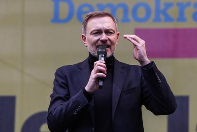 Politik - Bundestagswahl 2025 - Wahlkampfauftritt der FDP in D?sseldorf 20.02.2025-stock-photo