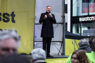 Politik - Bundestagswahl 2025 - Wahlkampfauftritt der FDP in D?sseldorf 20.02.2025-stock-photo