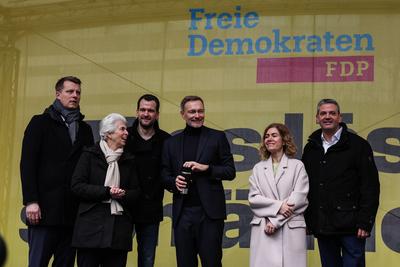 Politik - Bundestagswahl 2025 - Wahlkampfauftritt der FDP in D?sseldorf 20.02.2025-stock-photo