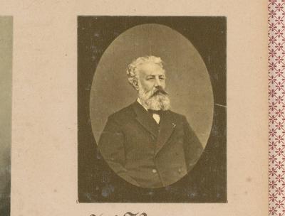 RECORD DATE NOT STATED  Portrait of Jules Verne, Anonymous, 1888 photograph This photo is part of an album. France paper-stock-photo