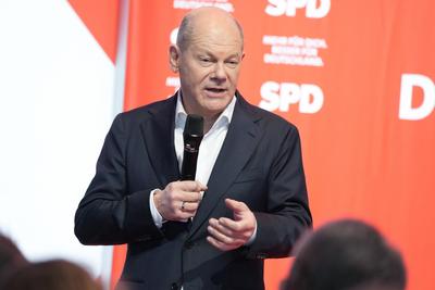 SPD Wahkampftour mit Bundeskanzler Scholz-stock-foto