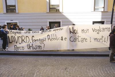 Naples, citizens and workers take to the streets after Ciciliano's remarks-stock-photo