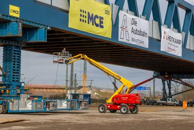 Autobahn A43 - Autobahnbaustelle.-stock-foto