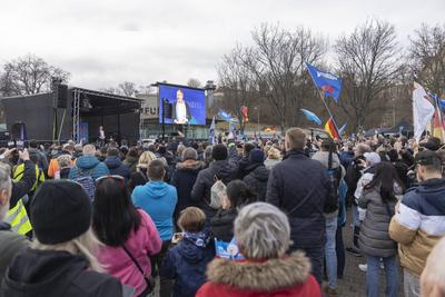 Demo gegen AfD Erfurt-stock-foto