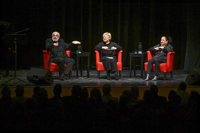 2025 - Litertur und Theater - Auftritt Maria Happel und Michael Niavarani,  im Kongress & Theaterhaus Bad Ischl, im Rahmen der Salzkammergut Festwochen Gmunden, am 22.02.2025.-stock-photo