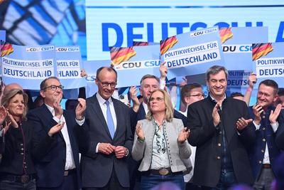 CDU CSU Schlusskundgebung zur Bundestagswahl-stock-foto