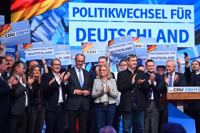 CDU CSU Schlusskundgebung zur Bundestagswahl-stock-foto