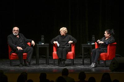 2025 - Litertur und Theater - Auftritt Maria Happel und Michael Niavarani,  im Kongress & Theaterhaus Bad Ischl, im Rahmen der Salzkammergut Festwochen Gmunden, am 22.02.2025.-stock-photo