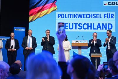 CDU CSU Schlusskundgebung zur Bundestagswahl-stock-foto