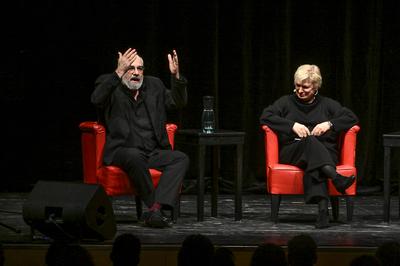 2025 - Litertur und Theater - Auftritt Maria Happel und Michael Niavarani,  im Kongress & Theaterhaus Bad Ischl, im Rahmen der Salzkammergut Festwochen Gmunden, am 22.02.2025.-stock-photo