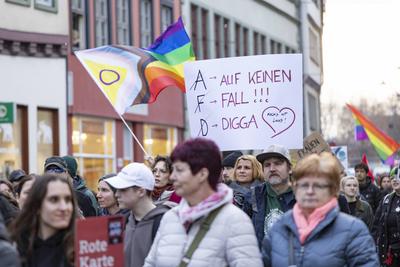 Demo gegen AfD Erfurt-stock-foto
