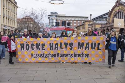 Demo gegen AfD Erfurt-stock-foto