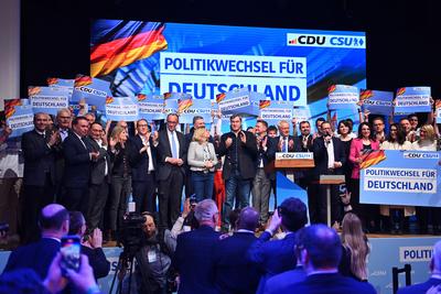 CDU CSU Schlusskundgebung zur Bundestagswahl-stock-foto