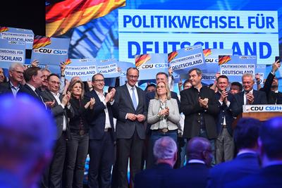 CDU CSU Schlusskundgebung zur Bundestagswahl-stock-foto