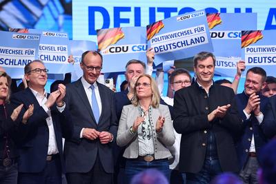 CDU CSU Schlusskundgebung zur Bundestagswahl-stock-foto