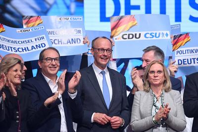 CDU CSU Schlusskundgebung zur Bundestagswahl-stock-foto