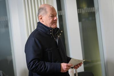 Potsdam, Stimmabgabe Bundeskanzler Scholz anl?sslich der Bundestagswahlen-stock-foto