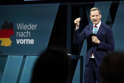 CDU Wahlkampf Friedrich Merz-stock-foto