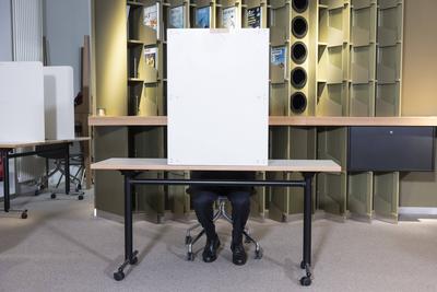 Bundestagswahl, Stimmabgabe von Olaf Scholz in der IHK, Potsdam, 23.02.2025-stock-foto
