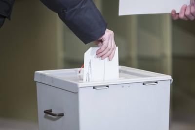 Bundestagswahl, Stimmabgabe von Olaf Scholz in der IHK, Potsdam, 23.02.2025-stock-foto