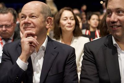 RECORD DATE NOT STATED SPE Kongress in Berlin Europa, Deutschland,Berlin: Olaf Scholz + Lars Klingbeil ?Unter dem Motto-stock-photo