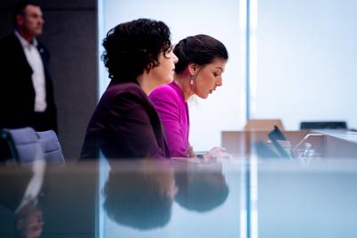 Bundespressekonferenz BSW Buendnis Sahra Wagenknecht - Zu den Bundestagswahlen-stock-foto