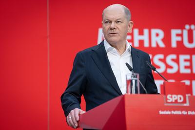 Pressekonferenz der SPD zu den Ergebnissen der Bundestagswahl im Willy Brandt Haus-stock-foto