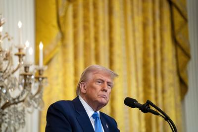 Trump and Macron Joint Press Conference-stock-foto