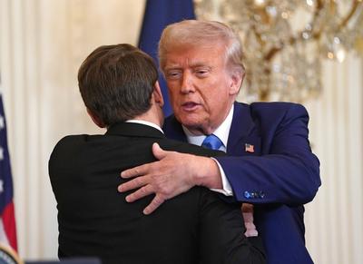 Trump and Macron Joint Press Conference-stock-foto