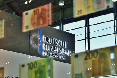 18.10.2023 Bundesbank Symbol. Deutsche Bundesbank Stand der Deutschen Bundesbank auf der Frankfurter Buchmesse 2023. Fra-stock-foto